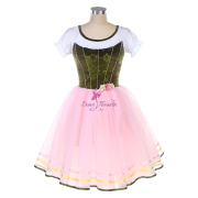 25017 Green Velvet and Pink Tulle Long Ballet Costumes Romantic Tutus