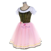 25017 Green Velvet and Pink Tulle Long Ballet Costumes Romantic Tutus