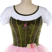 25017 Green Velvet and Pink Tulle Long Ballet Costumes Romantic Tutus