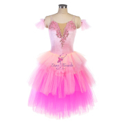 2203502 Pink Velvet Top Bodice With Pink and hot Pink Tulle Romantic Tutu