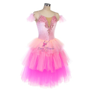 2203502 Pink Velvet Top Bodice With Pink and hot Pink Tulle Romantic Tutu