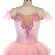 2203502 Pink Velvet Top Bodice With Pink and hot Pink Tulle Romantic Tutu