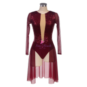 25130 Burgundy Lyrical Dance Costumes