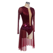 25130 Burgundy Lyrical Dance Costumes