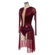 25130 Burgundy Lyrical Dance Costumes