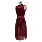 25135 Burgundy Lyrical Dance Costumes
