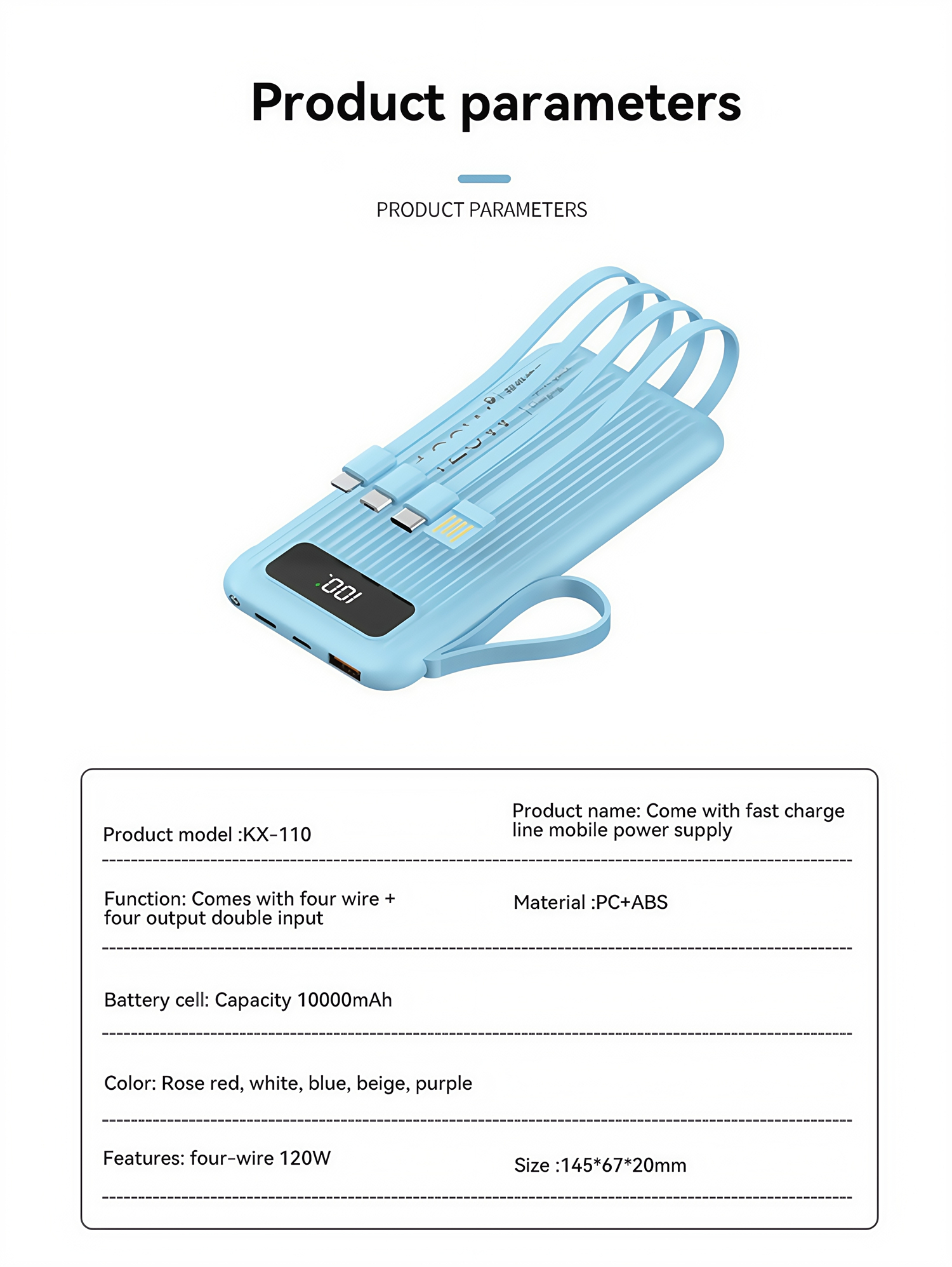 China Factory 120W Super Fast Charging Power Bank 10000mAh Portable Charger with Built-In Cable Digital Display Universal Compatible for iPhone Huawei Samsung Xiaomi Wholesale China Factory 120W Super Fast Charging Power Bank 10000mAh Portable Charger with Built-In Cable Digital Display Universal Compatible for iPhone Huawei Samsung Xiaomi Wholesale power bank,fast charging power bank,iphone power bank,xiaomi power bank,power bank factory,power bank factory china,china power bank factory
