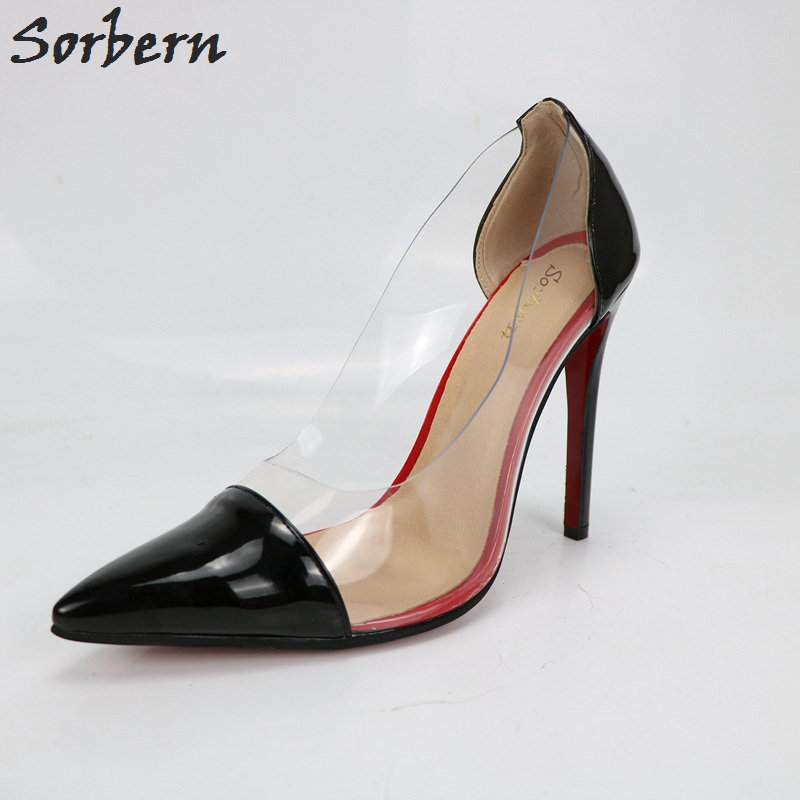 Black Shiny Red Bottom High Heel Pumps Shoes Women