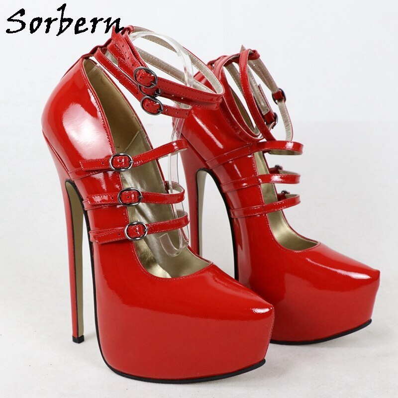 Red Patent Glossy Platforms Stiletto High Heels Ankle Boots Shoes