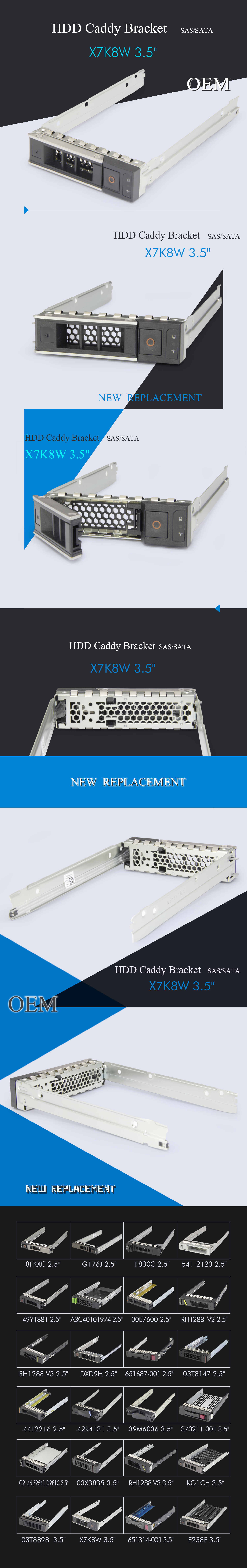 For Dell X7K8W 3.5" Gen SAS/SATA HDD Tray Caddy R740 R740xd R940 R640 R440 R540 R240 T440 T64014G