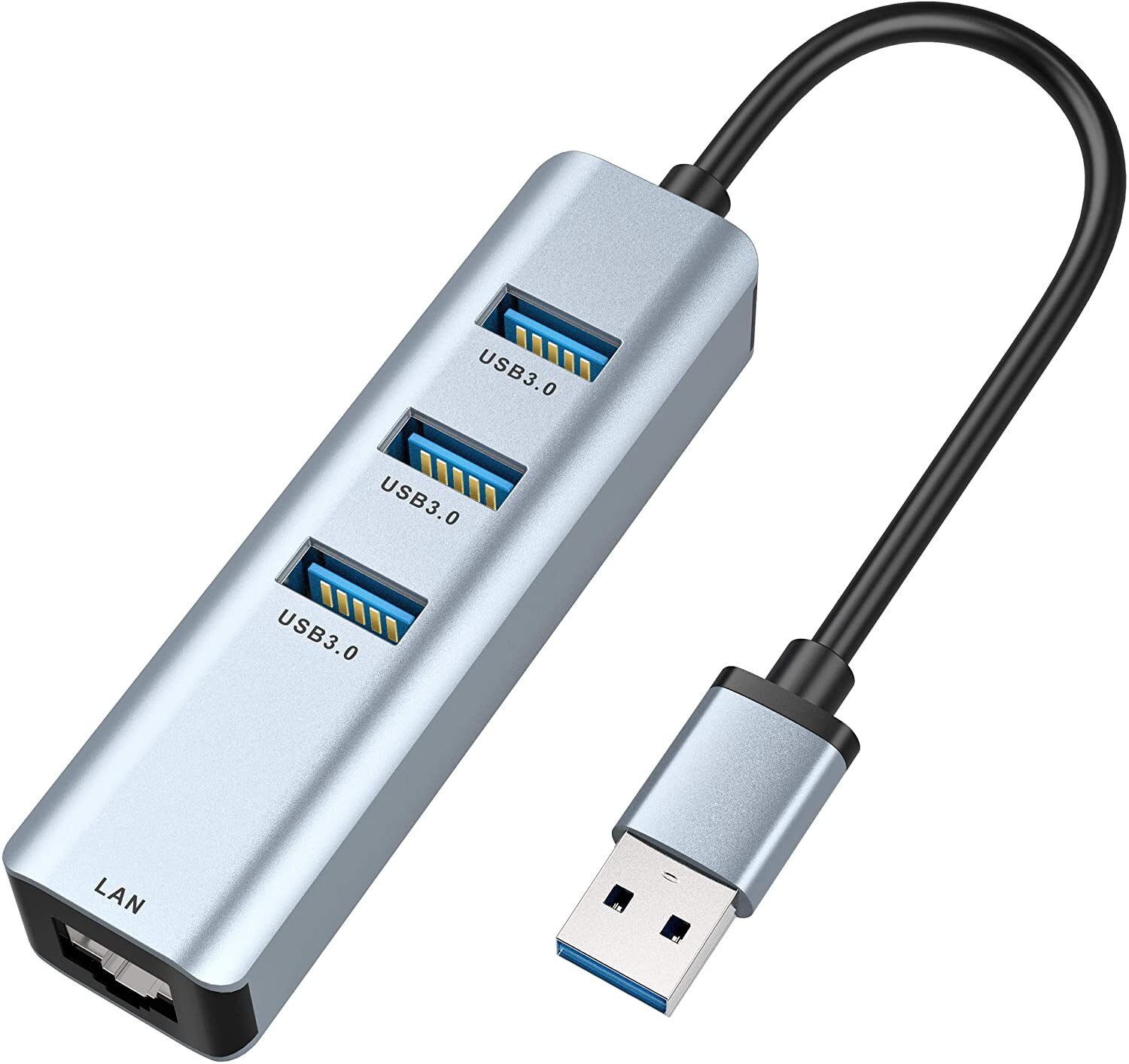 USB 3.0 Ethernet Adapter,ABLEWE 3-Port Hub with RJ45 10/100/1000 Gigabit Ethernet Adapter Support Windows 10,8.1,Mac OS, Surface Pro,Linux,Chromebook More