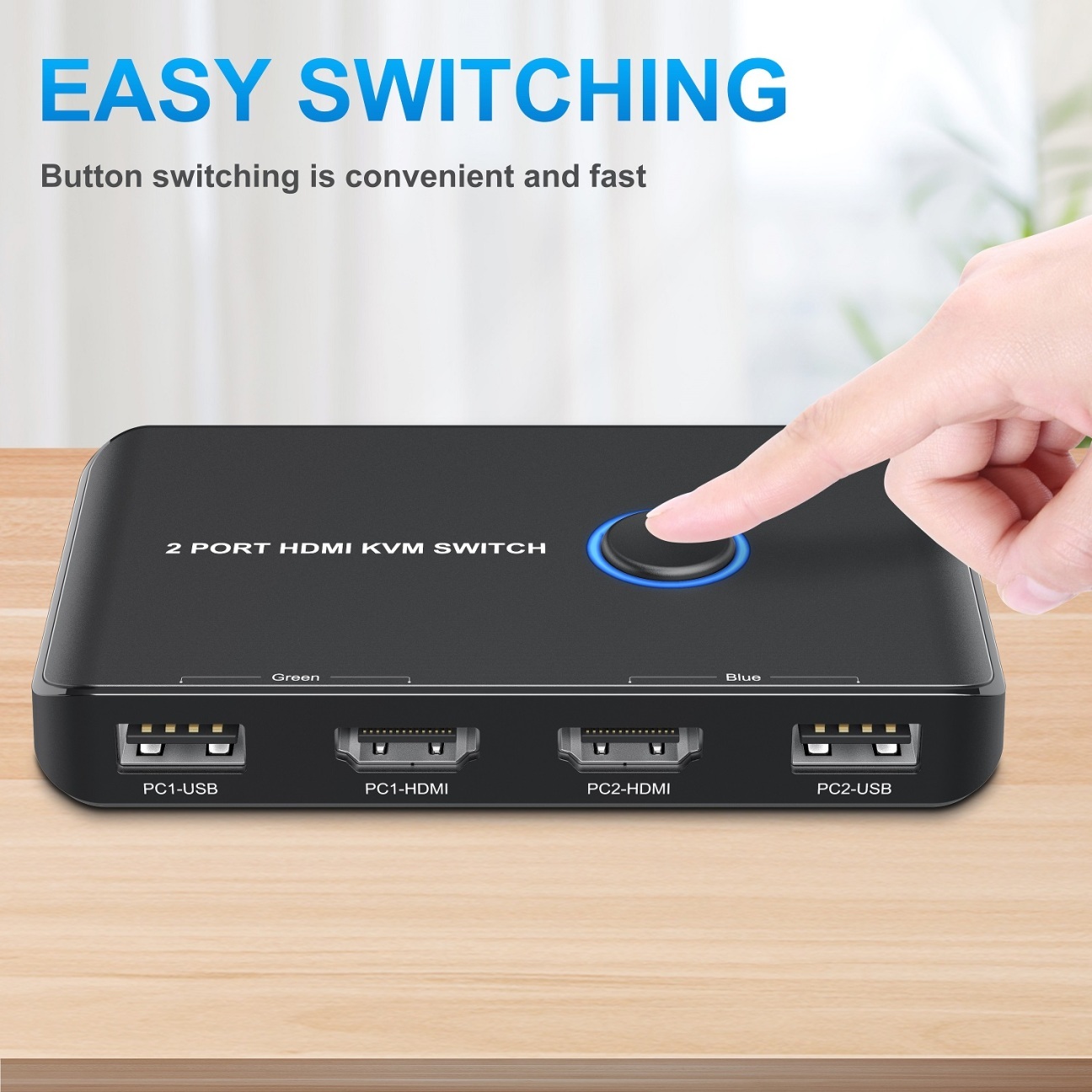 KVM Switch HDMI 2 Port Box,ABLEWE USB and HDMI Switch for 2 Computers