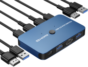 ABLEWE KVM Switch, Aluminum KVM Switch HDMI,USB Switch for 2 Computers Sharing Mouse Keyboard Printer to One HD Monitor, Support 4K@60Hz,2 HDMI Cables and 2 USB Cables Included(Blue) ABLEWE KVM Switch, Aluminum KVM Switch HDMI,USB Switch for 2 Computers Sharing Mouse Keyboard Printer to One HD Monitor, Support 4K@60Hz,2 HDMI Cables and 2 USB Cables Included(Blue)