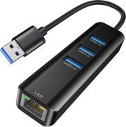 USB to Ethernet Adapter, ABLEWE 3 Ports USB 3.0 Hub with RJ45 1Gbps Gigabit Ethernet Adapter, for MacBook Air 2017, iMac, XPS, Surface Pro, Linux, Chromebook, Notebook and More - Black USB to Ethernet Adapter, ABLEWE 3 Ports USB 3.0 Hub with RJ45 1Gbps Gigabit Ethernet Adapter, for MacBook Air 2017, iMac, XPS, Surface Pro, Linux, Chromebook, Notebook and More - Black