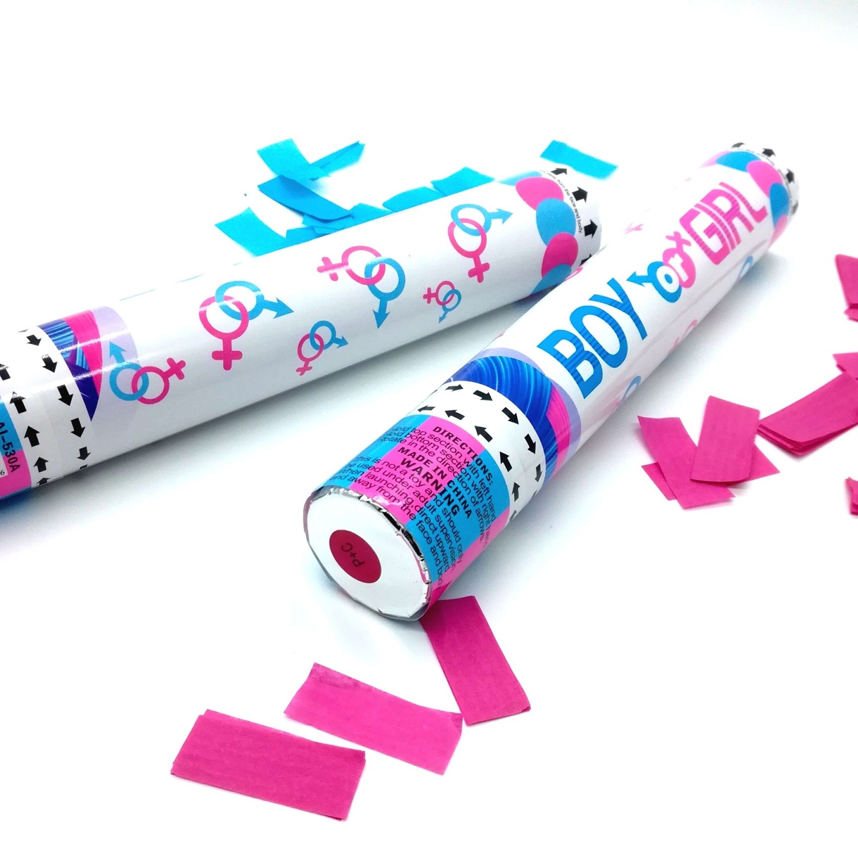12" Blue Pink Shooter Confetti Cannon Tubes Gender Reveal Party