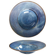 Factory direct wholesale ceramic soup pasta plate,nordic porcelain round hotel and restaurant blue dinner plates