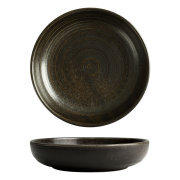 Factory direct wholesale hotel ceramic round black dinner soup plates,restaurant plates set dinnerware