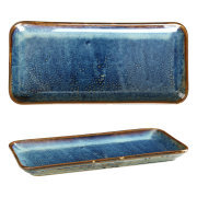 Factory direct wholesale nordic restaurant ceramic blue rectangle plate,hotel porcelain rectangular sushi plate