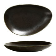 Factory direct wholesale irregular ceramic hotel soup and fish plate,Triangle porcelain black dinner plates