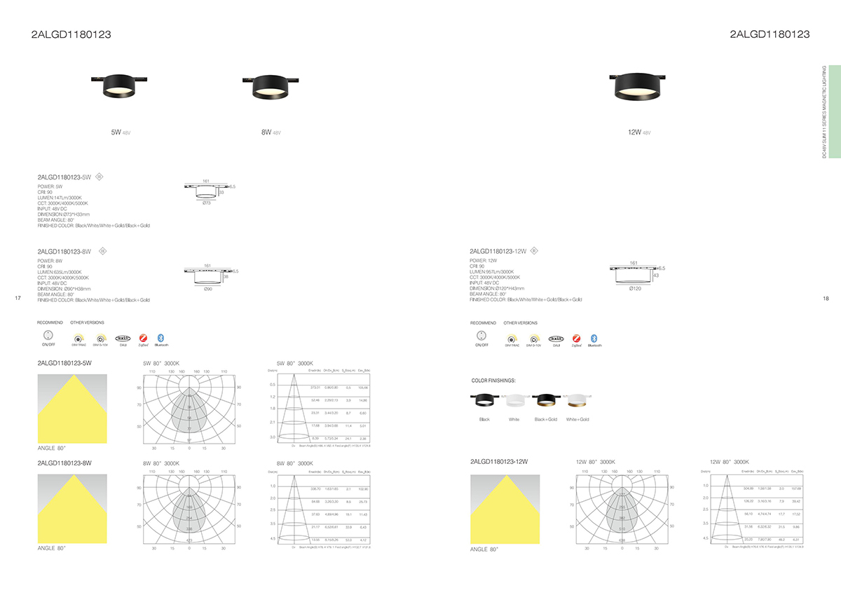 【2ALGD1180123】11-Series White 5W 8W 12W LED Magnetic Track Light