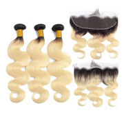 Body Wave T1B 613 Blonde Hair Weave Bundles With Frontal Remy Human Hair LFBF-15