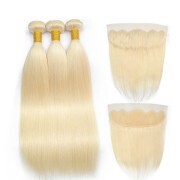 Straight 613 Blonde Hair Weave Bundles With Frontal Remy Human Hair LFBF-11