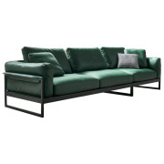 Lc2006 leather metal frame sectional loveseat sofa