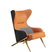 Lc2363 pu fabric wooden frame high density spong stainless steel legs leisure sofa chair