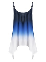 Plus Size Chiffon Handkerchief Ombre Cami Top - Blue - Xl