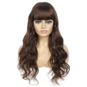 Body Wave #4 Solid Colored Wigs With Bangs Remy Human Hair Lace Wig AHLW-26