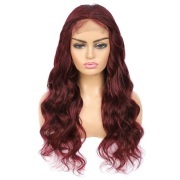 Body Wave #99J Solid Colored Wigs Remy Human Hair Lace Wig AHLW-37