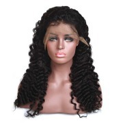 Deep Wave Natural Black Wigs Remy Human Hair Lace Wig AHLW-05