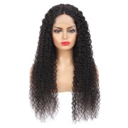 Kinky Curly Natural Black Wigs Remy Human Hair Lace Wig AHLW-13