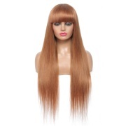 Straight #30 Solid Colored Wigs With Bangs Remy Human Hair Lace Wig AHLW-32