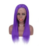 Straight Purple Solid Colored Wigs Remy Human Hair Lace Wig AHLW-42