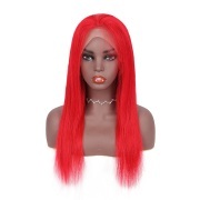 Straight Red Solid Colored Wigs Remy Human Hair Lace Wig AHLW-39
