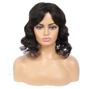 Body Wave Natural Black Short BOB Wigs Remy Human Hair Lace Wig AHBW-03