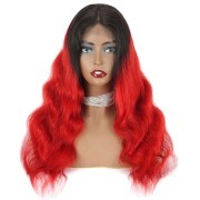 Body Wave T1B Red Ombre Colored Wigs Remy Human Hair Lace Wig AHLW-56