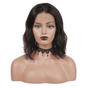 Natural Wave Natural Black Short BOB Wigs Remy Human Hair Lace Wig AHBW-05