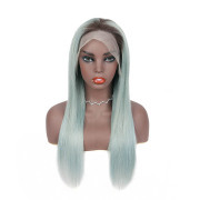 Straight T1B Mint Blue Ombre Colored Wigs Remy Human Hair Lace Wig AHLW-58
