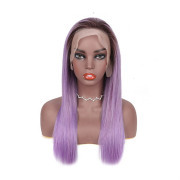 Straight T1B Purple Ombre Colored Wigs Remy Human Hair Lace Wig AHLW-61