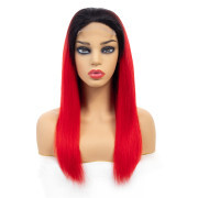 Straight T1B Red Ombre Colored Wigs Remy Human Hair Lace Wig AHLW-55