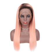 Straight T1B Rose Gold Ombre Colored Wigs Remy Human Hair Lace Wig AHLW-62