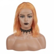 Natural Wave Orange Solid Colored Short BOB Wigs Remy Human Hair Lace Wig AHBW-49