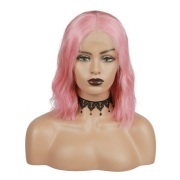 Natural Wave Pink Solid Colored Short BOB Wigs Remy Human Hair Lace Wig AHBW-52