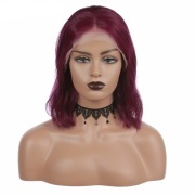 Natural Wave Purple Solid Colored Short BOB Wigs Remy Human Hair Lace Wig AHBW-50