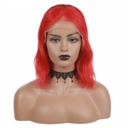 Natural Wave Red Solid Colored Short BOB Wigs Remy Human Hair Lace Wig AHBW-51