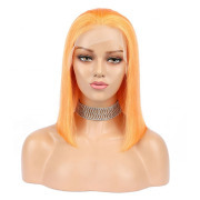 Straight Orange Solid Colored Short BOB Wigs Remy Human Hair Lace Wig AHBW-31