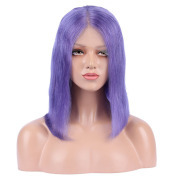 Straight Purple Solid Colored Short BOB Wigs Remy Human Hair Lace Wig AHBW-44