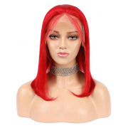 Straight Red Solid Colored Short BOB Wigs Remy Human Hair Lace Wig AHBW-34